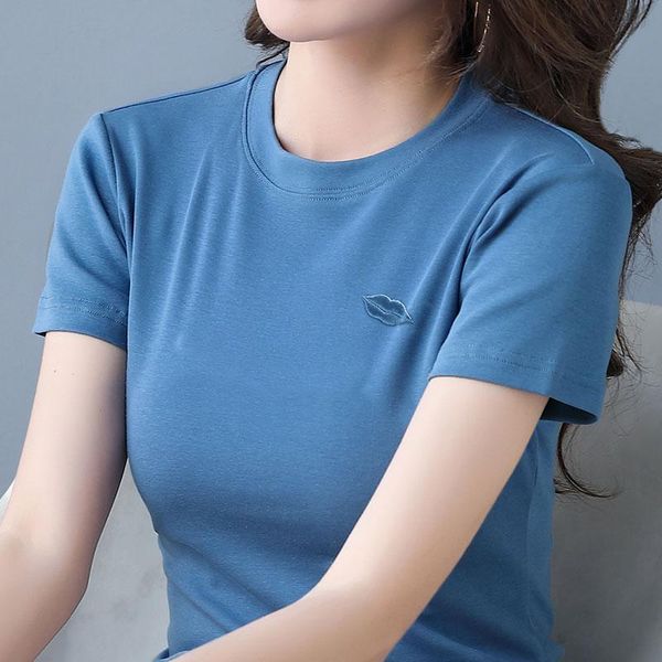 women's t-shirt cotton womens embroidery lips flower letters short sleeve o neck tee shirt femme slim woman tshirts, White
women's t-shirt cotton womens embroidery lips flower letters short sleeve o neck tee shirt femme slim woman tshirts, White