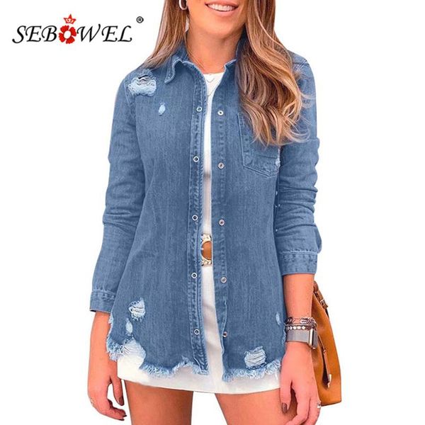 women's jackets sebowel fade blue distressed ripped denim jacket coats woman fall spring long sleeve broken holes outwear streetwear, Black;brown
women's jackets sebowel fade blue distressed ripped denim jacket coats woman fall spring long sleeve broken holes outwear streetwear, Black;brown