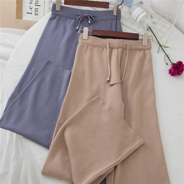 women's pants & capris 2021 women long trousers autumn winter female tie bow wide leg elastic high waist knitted sweater casual a1186, Black;white
women's pants & capris 2021 women long trousers autumn winter female tie bow wide leg elastic high waist knitted sweater casual a1186, Black;white