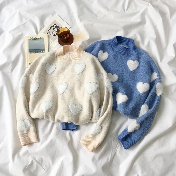 women's sweaters 2021 sweet hearts print fluffy mohair round neck o-neck oversized loose long sleeve knitted sweater, White;black
women's sweaters 2021 sweet hearts print fluffy mohair round neck o-neck oversized loose long sleeve knitted sweater, White;black