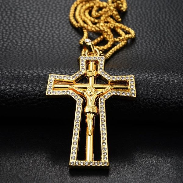 pendant necklaces hollow out religious jesus cross necklace for men gold color pendent with chain fashion jewelry gifts, Silver
pendant necklaces hollow out religious jesus cross necklace for men gold color pendent with chain fashion jewelry gifts, Silver