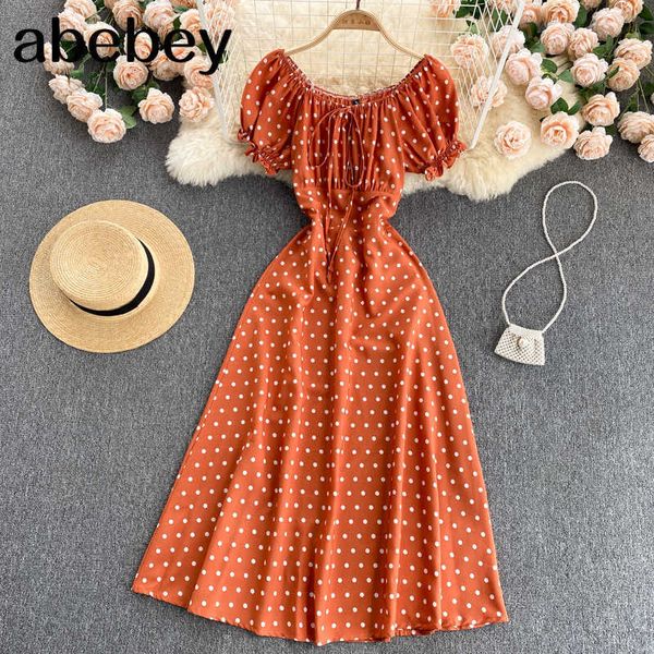 sweet french dot dress puff sleeve square collar elastic ruched a-line dresses summer casual vacation midi sundress 210715, Black;gray
sweet french dot dress puff sleeve square collar elastic ruched a-line dresses summer casual vacation midi sundress 210715, Black;gray