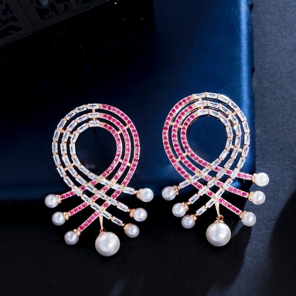 dangle & chandelier threegraces aesthetic red cubic zirconia ribbon shape big simulated pearl statement earrings for women party jewelry gif, Silver
dangle & chandelier threegraces aesthetic red cubic zirconia ribbon shape big simulated pearl statement earrings for women party jewelry gif, Silver