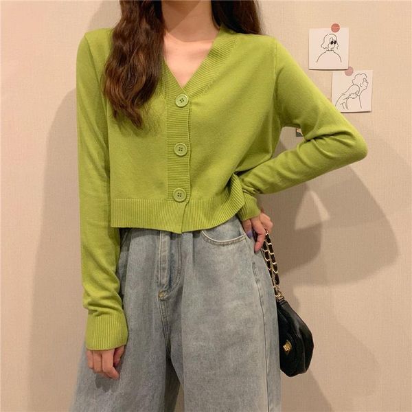 women's knits & tees green knitted cardigan women autumn 2021 thin fashion casual single breasted v-neck loose streetwear knitwear crop, White
women's knits & tees green knitted cardigan women autumn 2021 thin fashion casual single breasted v-neck loose streetwear knitwear crop, White