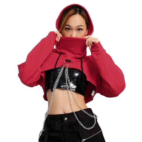 women's hoodies & sweatshirts women sweatshirt loose hoodie with chain, solid color long sleeve v-neck short length black/ red
women's hoodies & sweatshirts women sweatshirt loose hoodie with chain, solid color long sleeve v-neck short length black/ red