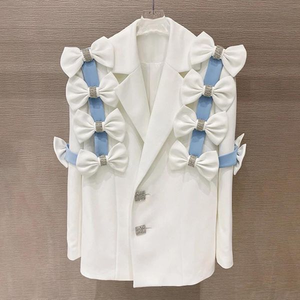 women's jackets high-end 2021 autumn chic single-breasted turn-down collar luxury splicing diamonds bow temperament women blazer jacket, Black;brown
women's jackets high-end 2021 autumn chic single-breasted turn-down collar luxury splicing diamonds bow temperament women blazer jacket, Black;brown