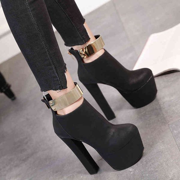 16cm black metal plate chunky high heels luxury women designer shoes come with box