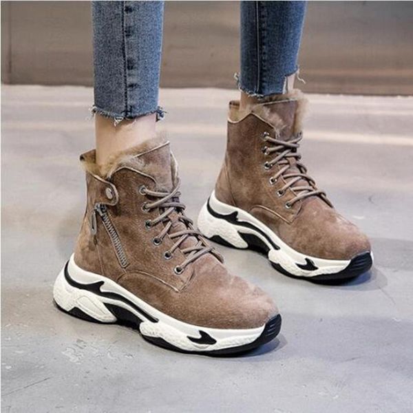 boots real wool women's winter mid barrel thick soled leathershort round head flat, Black
boots real wool women's winter mid barrel thick soled leathershort round head flat, Black