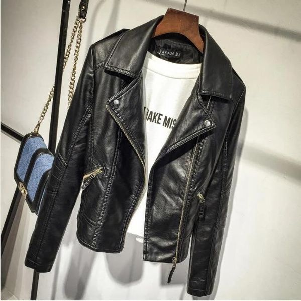 women's leather & faux jacket women nice spring moto biker zipper korean girls vogue womens coat warm clothing winter, Black
women's leather & faux jacket women nice spring moto biker zipper korean girls vogue womens coat warm clothing winter, Black