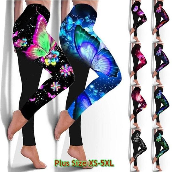 women's leggings fashion colorful butterfly printed sports hip lifting ladies yo-ga pants large size s-5xl, Black
women's leggings fashion colorful butterfly printed sports hip lifting ladies yo-ga pants large size s-5xl, Black