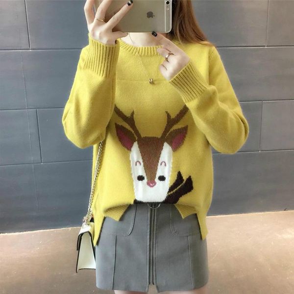 women's sweaters o neck sweater women pullover sweet printed cartoon deer knitted autumn winter fashion long sleeve casual jumpers, White;black
women's sweaters o neck sweater women pullover sweet printed cartoon deer knitted autumn winter fashion long sleeve casual jumpers, White;black