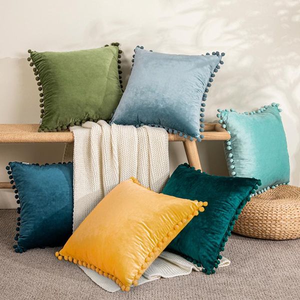 cushion/decorative pillow inel solid colors soft velvet cushion cover decorative with pompom ball sofa cushions 45x45cm decor living roo
cushion/decorative pillow inel solid colors soft velvet cushion cover decorative with pompom ball sofa cushions 45x45cm decor living roo