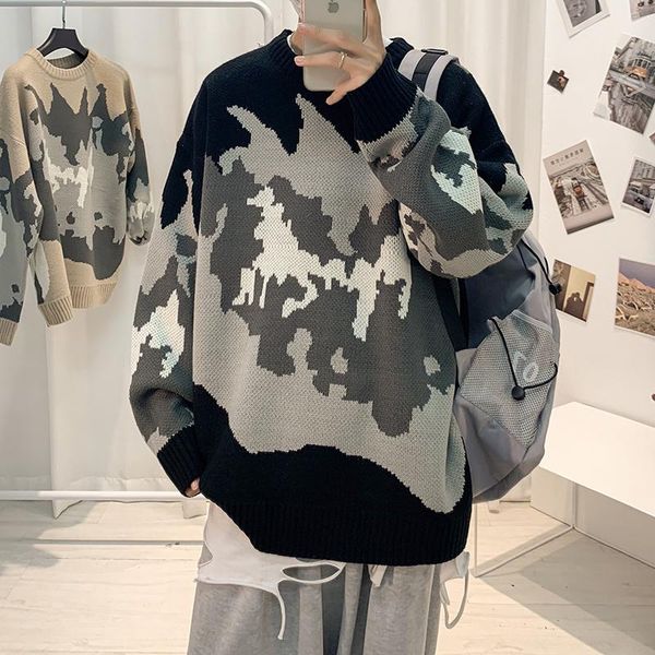 men's sweaters autumn winter camo sweater men warm fashion printing knit pullover korean loose long-sleeved mens jumper clothes, White;black
men's sweaters autumn winter camo sweater men warm fashion printing knit pullover korean loose long-sleeved mens jumper clothes, White;black