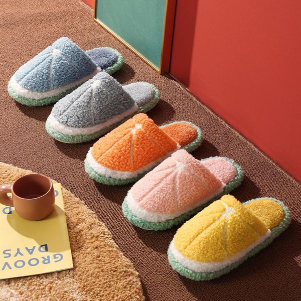 slippers cotton female bag with household non-slip deodorant warm plush padded indoor home men's shoes, Black