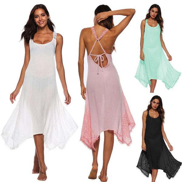 black lace dress women cross backless beachwear ladies casual long beach cover up 2021 summer fashion dresses plus size s- 5xl women's, White;black
black lace dress women cross backless beachwear ladies casual long beach cover up 2021 summer fashion dresses plus size s- 5xl women's, White;black