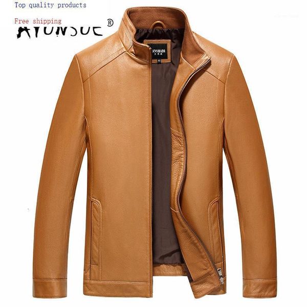 men's leather & faux genuine jacket men spring autumn real cow coat blouson cuir homme 14c909 yy316, Black
men's leather & faux genuine jacket men spring autumn real cow coat blouson cuir homme 14c909 yy316, Black