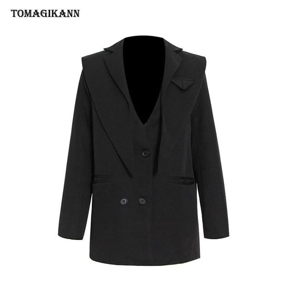 women's suits & blazers black double breasted blazer for women v neck long sleeve suit coat ladies england style ol clothing 2021, White;black
women's suits & blazers black double breasted blazer for women v neck long sleeve suit coat ladies england style ol clothing 2021, White;black