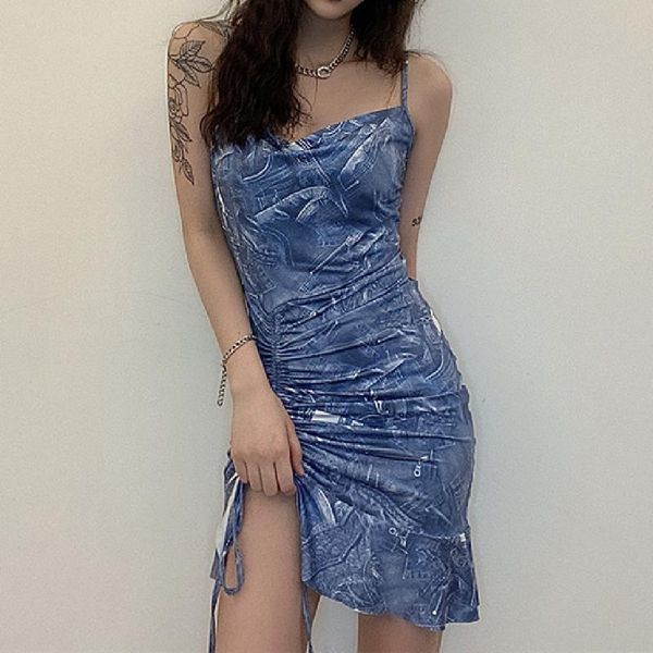 casual dresses women summer fishtail dress adults ruched printed cowl neck spaghetti strap short with drawstring, Black;gray
casual dresses women summer fishtail dress adults ruched printed cowl neck spaghetti strap short with drawstring, Black;gray