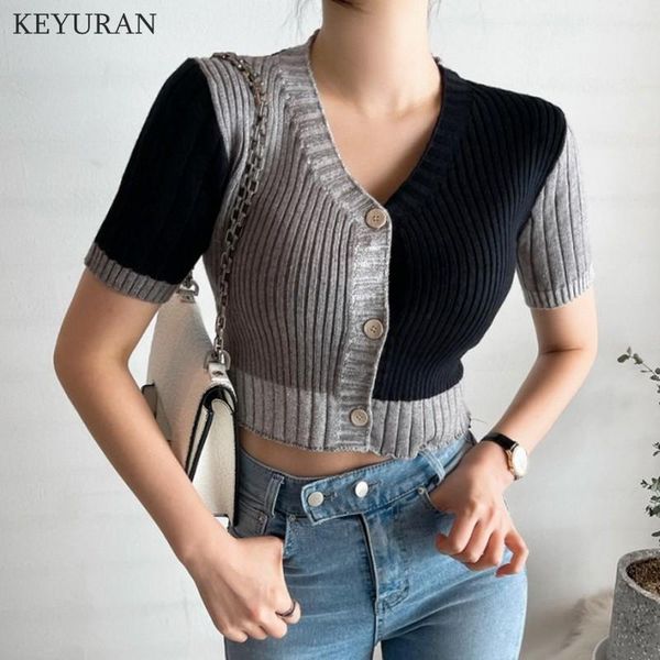 women's knits & tees korean style o-neck short knitted sweaters women thin cardigan button up 2021 summer casual fashion patchwork crop, White
women's knits & tees korean style o-neck short knitted sweaters women thin cardigan button up 2021 summer casual fashion patchwork crop, White