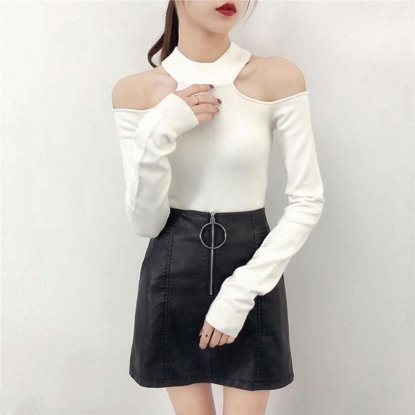 women's sweaters 2021 spring korean long-sleeved half-neck slim fashion sweater solid color off-shoulder bottoming knit, White;black
women's sweaters 2021 spring korean long-sleeved half-neck slim fashion sweater solid color off-shoulder bottoming knit, White;black