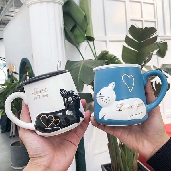 mugs 3d three-dimensional relief cat ceramic cup with lid spoon water cartoon art small fresh male and female student couple
mugs 3d three-dimensional relief cat ceramic cup with lid spoon water cartoon art small fresh male and female student couple