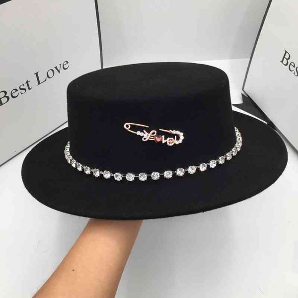 berets style elegant personality wide-brim flat-ed hat black for women diamond female winter fedoras u7x9, Blue;gray
berets style elegant personality wide-brim flat-ed hat black for women diamond female winter fedoras u7x9, Blue;gray