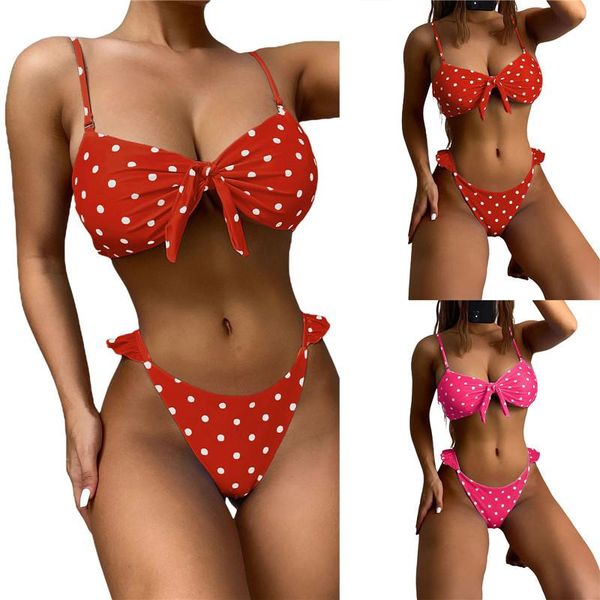women's swimwear 2pcs women polka dot print bikini suit summer push up bathing bowknot padded + ruffled briefs swimsuit for girls, White;black
women's swimwear 2pcs women polka dot print bikini suit summer push up bathing bowknot padded + ruffled briefs swimsuit for girls, White;black