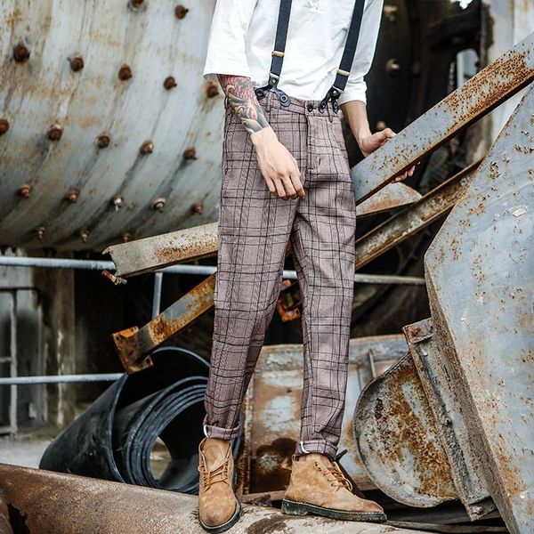 spring and autumn england korean version of plaid casual bib suspenders pants men's detachable all-match suspender \, Black
spring and autumn england korean version of plaid casual bib suspenders pants men's detachable all-match suspender \, Black