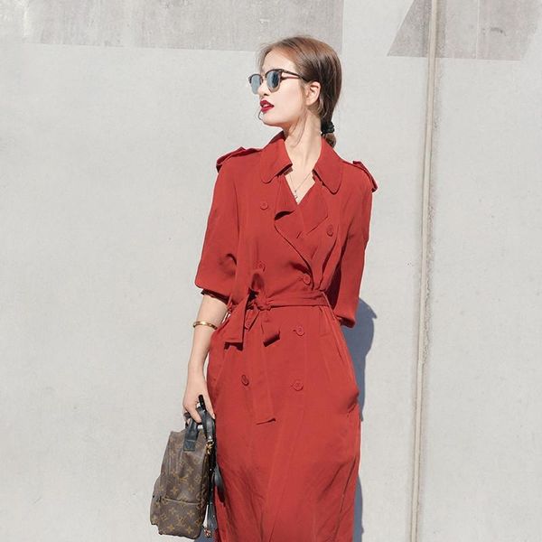 women's trench coats spring 2021 autumn red double breasted for women tunique longue windbreaker ladies coat wxf107, Tan;black
women's trench coats spring 2021 autumn red double breasted for women tunique longue windbreaker ladies coat wxf107, Tan;black