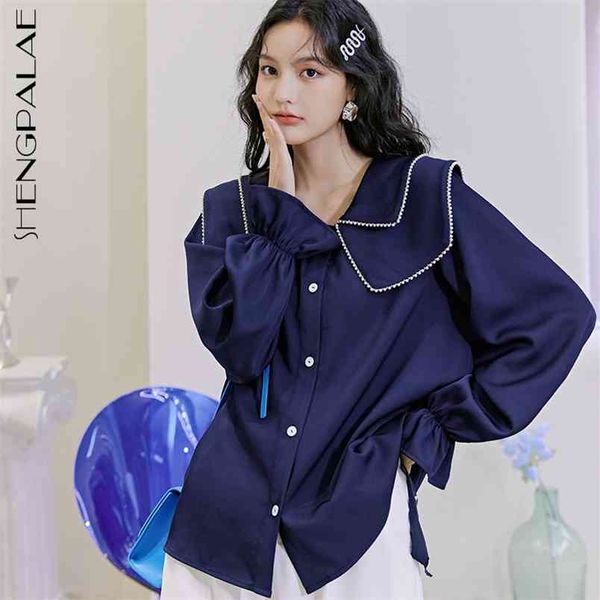 elegant sailor collor blouse women's spring loose single breasted pearl rimming long sleeve shirt female 210427, White
elegant sailor collor blouse women's spring loose single breasted pearl rimming long sleeve shirt female 210427, White