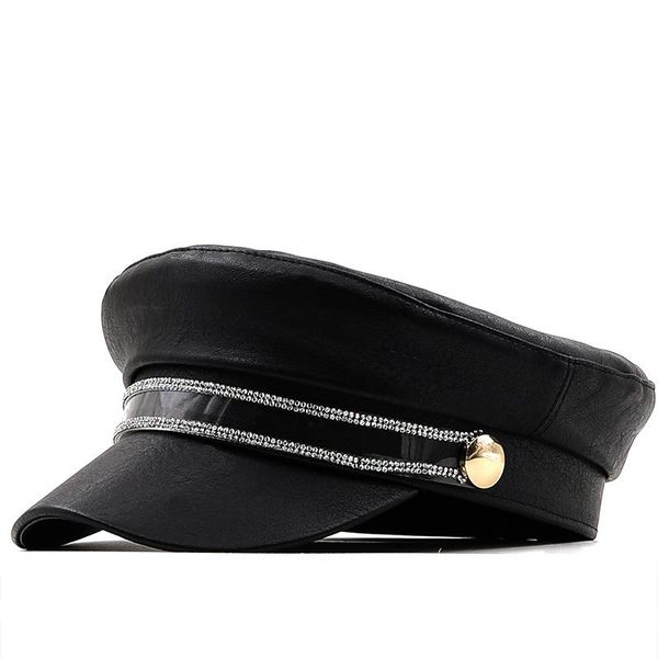 berets girl pu leather military caps spring autumn sailor hats for women black grey flat captain cap travel cadet hat, Blue;gray
berets girl pu leather military caps spring autumn sailor hats for women black grey flat captain cap travel cadet hat, Blue;gray