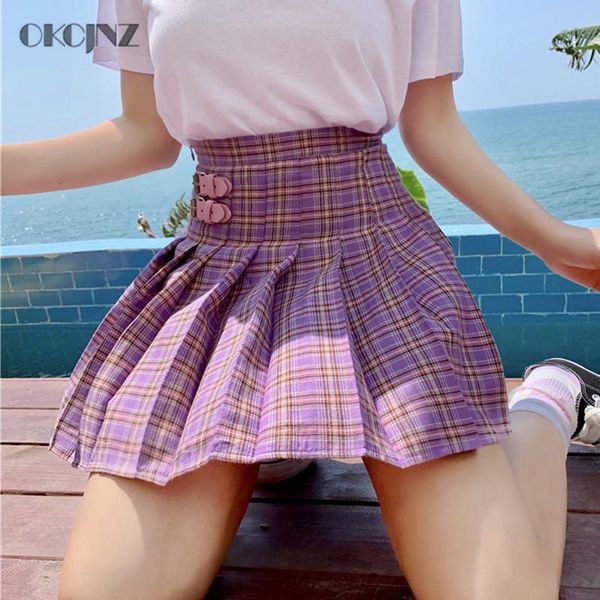 skirts 2021 preppy chic plaid pleated skirt summer clothes student high waist women sweet cotton mini casual streetwear okq314, Black 
skirts 2021 preppy chic plaid pleated skirt summer clothes student high waist women sweet cotton mini casual streetwear okq314, Black