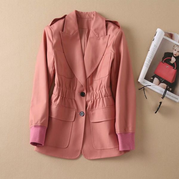 women's suits & blazers 2021 autumn winter fashion blazer women notched collar rib knitting patchwork elastic waist, White;black
women's suits & blazers 2021 autumn winter fashion blazer women notched collar rib knitting patchwork elastic waist, White;black