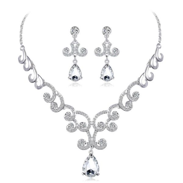 earrings & necklace fashionable and versatile rhinestone glass suit simple accessories, Silver
earrings & necklace fashionable and versatile rhinestone glass suit simple accessories, Silver