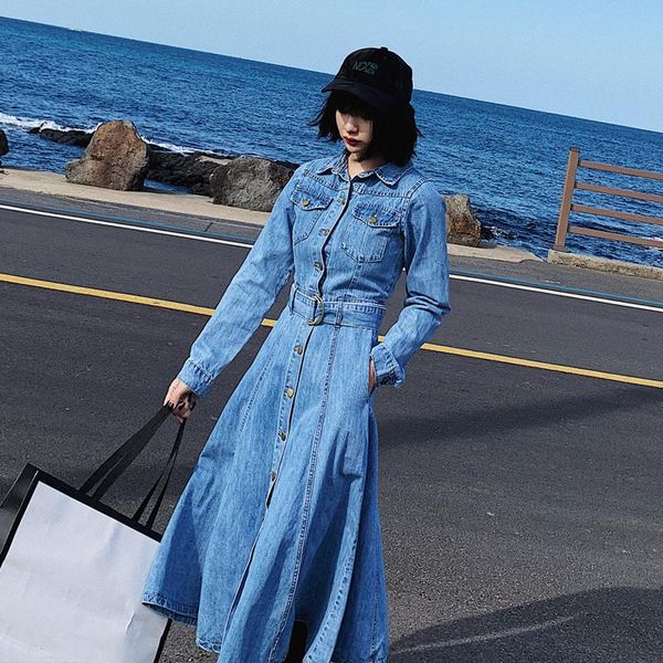 casual dresses europe and america style denim dress spring autumn long sleeve single breasted jeans a-line swing women clothing, Black;gray
casual dresses europe and america style denim dress spring autumn long sleeve single breasted jeans a-line swing women clothing, Black;gray