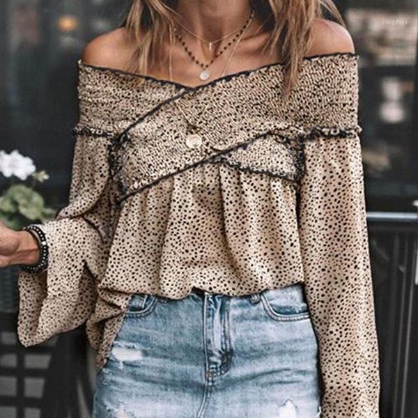 women's blouses & shirts off shoulder v-neck for women dot printed female fashion leopard lady boho blouse autumn streetwear, White
women's blouses & shirts off shoulder v-neck for women dot printed female fashion leopard lady boho blouse autumn streetwear, White
