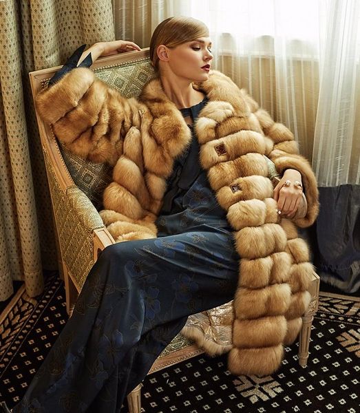 women's fur & faux arlenesain custom real sable gold women long coat 483