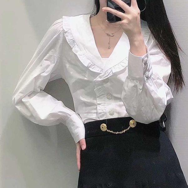 women's blouses & shirts japan style blouse spring autumn korean fashion temperament casual simple single-breasted doll collar long sle, White
women's blouses & shirts japan style blouse spring autumn korean fashion temperament casual simple single-breasted doll collar long sle, White