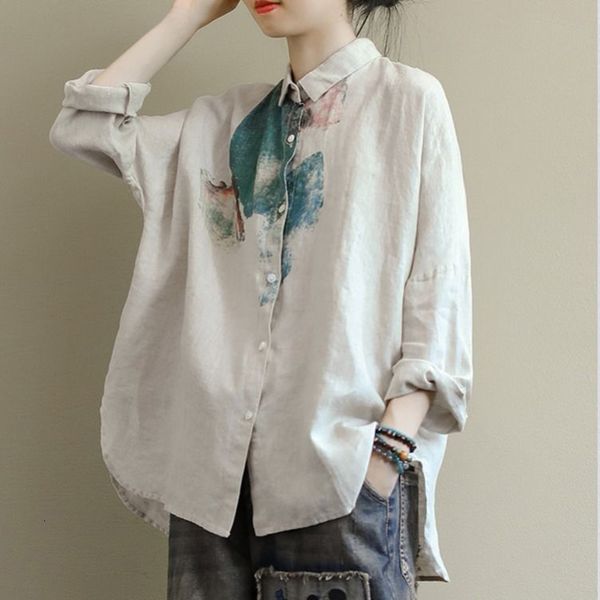 women's cape arrival autumn women long sleeve loose shirts plus size arts vintage print cotton linen casual blouse ladies d40, Black
women's cape arrival autumn women long sleeve loose shirts plus size arts vintage print cotton linen casual blouse ladies d40, Black