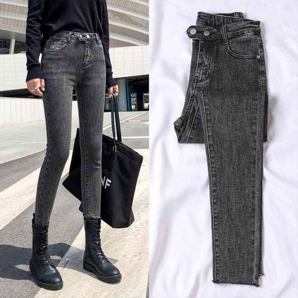 autumn double buckle high waist women jeans korean version of all-match slim harajuku chic casual, Blue
autumn double buckle high waist women jeans korean version of all-match slim harajuku chic casual, Blue