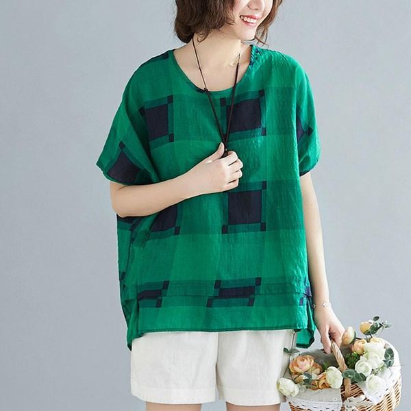 women cotton linen casual t-shirts arrival 2021 summer y style vintage plaid loose comfortable female tees s3507 women's t-shirt, White
women cotton linen casual t-shirts arrival 2021 summer y style vintage plaid loose comfortable female tees s3507 women's t-shirt, White
