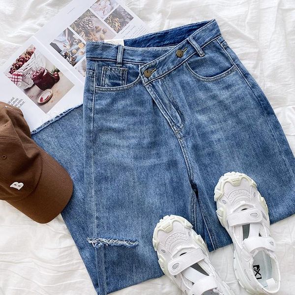 women's jeans oblique button up ripped hole women vintage summer autumn high waist blue denim pant
women's jeans oblique button up ripped hole women vintage summer autumn high waist blue denim pant