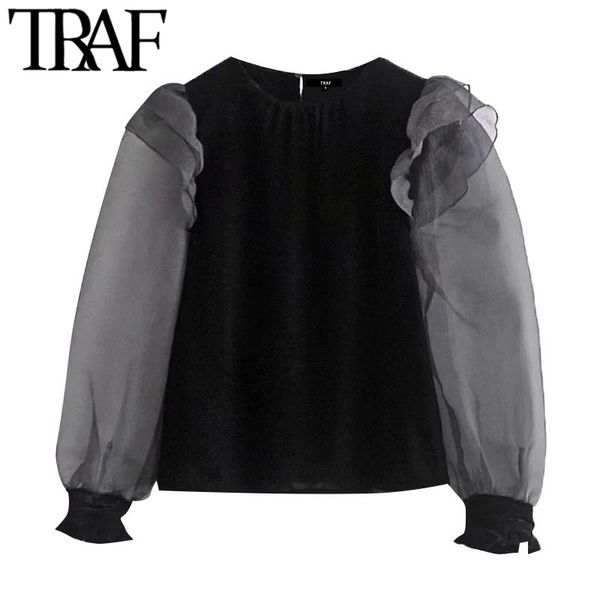 traf women fashion with organza ruffle patchwork velvet blouses vintage o neck long sleeve female shirts chic 210415, White
traf women fashion with organza ruffle patchwork velvet blouses vintage o neck long sleeve female shirts chic 210415, White