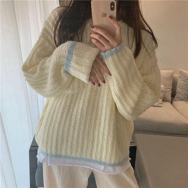 women's sweaters 2021 women autumn winter elegant jumpers female sweet spliced o-neck long sleeve sweater lady casual loose knitted pul, White;black
women's sweaters 2021 women autumn winter elegant jumpers female sweet spliced o-neck long sleeve sweater lady casual loose knitted pul, White;black