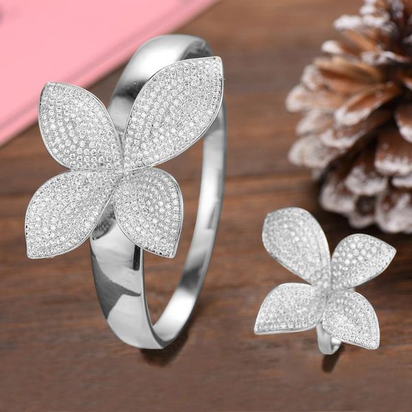 earrings & necklace larrauri flower shape nigerian wedding bracelet ring jewelry sets deluxe full cubic zirconia inlaid adjustable set, Silver
earrings & necklace larrauri flower shape nigerian wedding bracelet ring jewelry sets deluxe full cubic zirconia inlaid adjustable set, Silver