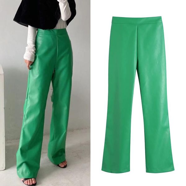 women's pants & capris za women green faux leather for high waist woman trousers autumn 2022 fashion streetwear baggy, Black;white
women's pants & capris za women green faux leather for high waist woman trousers autumn 2022 fashion streetwear baggy, Black;white