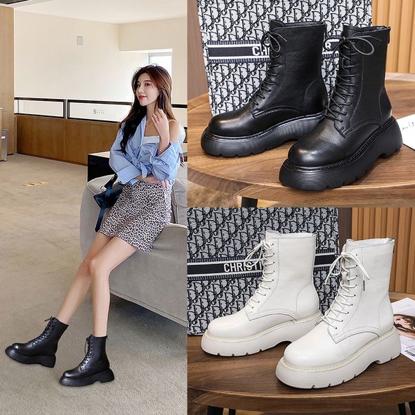 autumn and winter 2021 korean ins thick soled short middle tube leather chelsea white martin boot, Black
autumn and winter 2021 korean ins thick soled short middle tube leather chelsea white martin boot, Black