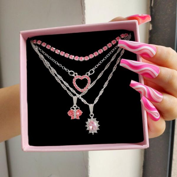 chains just feel multi-layer shiny crystal heart butterfly pendant necklace for women pink rhinestone chain trendy jewelry, Silver
chains just feel multi-layer shiny crystal heart butterfly pendant necklace for women pink rhinestone chain trendy jewelry, Silver