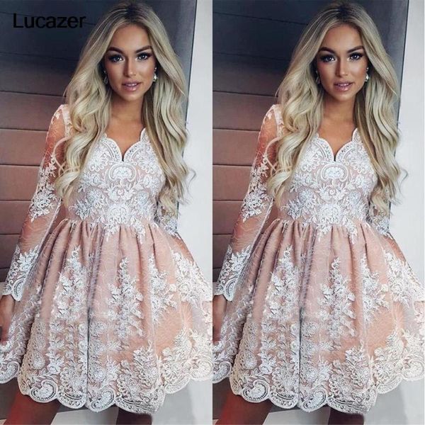 party dresses v-neck above knee mini applique lace tulle custom formal dress a line long sleeve graduation homecoming prom gown, White;black
party dresses v-neck above knee mini applique lace tulle custom formal dress a line long sleeve graduation homecoming prom gown, White;black