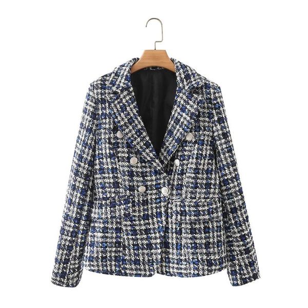 women's jackets dylqfs 2021 tweed women fashion vintage navy plaid jacket female office lady casual notched double breasted chic top, Black;brown
women's jackets dylqfs 2021 tweed women fashion vintage navy plaid jacket female office lady casual notched double breasted chic top, Black;brown